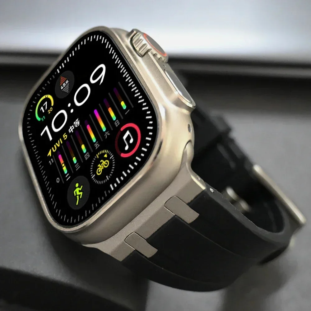 AP運動矽膠錶帶 適用蘋果手錶Apple Watch Ultra 49mm鈦色錶帶 s9/8/7/6 42 44 45