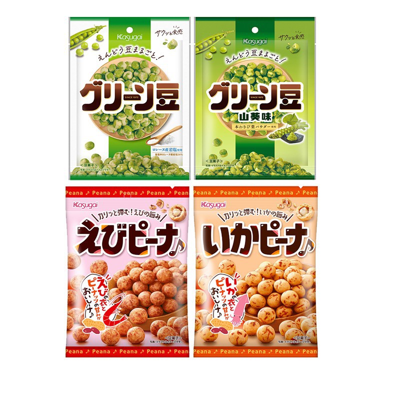 【蝦皮直營】日本 春日井 豆菓子(鹽味/山葵味) 花生豆(魷魚味/蝦味) 口感酥脆 風味濃郁