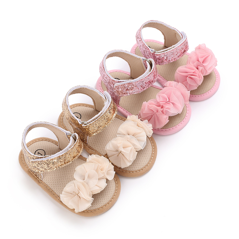 女嬰花卉涼鞋輕便防滑舒適嬰兒床鞋夏季