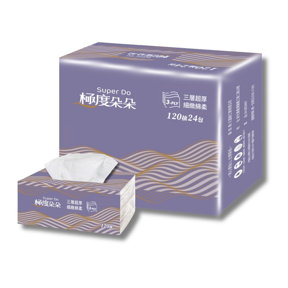 【蝦皮直營】Super Do極度朵朵 三層超厚柔抽取式花紋衛生紙120抽24包/串