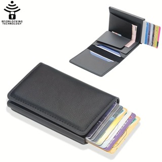 Baellerry 信用卡夾 2024 新款鋁製保護套卡錢包 RFID PU 皮革彈出式卡包零錢包卡包