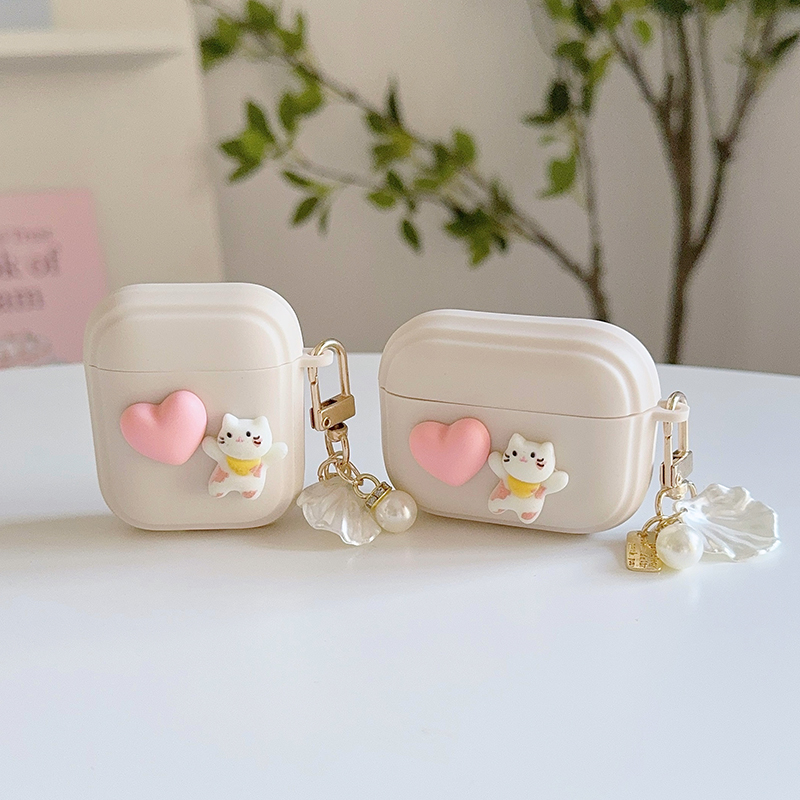 可愛貓咪愛心適用AirPods2保護套蘋果3代無線藍牙耳機殼Pro2耳機套