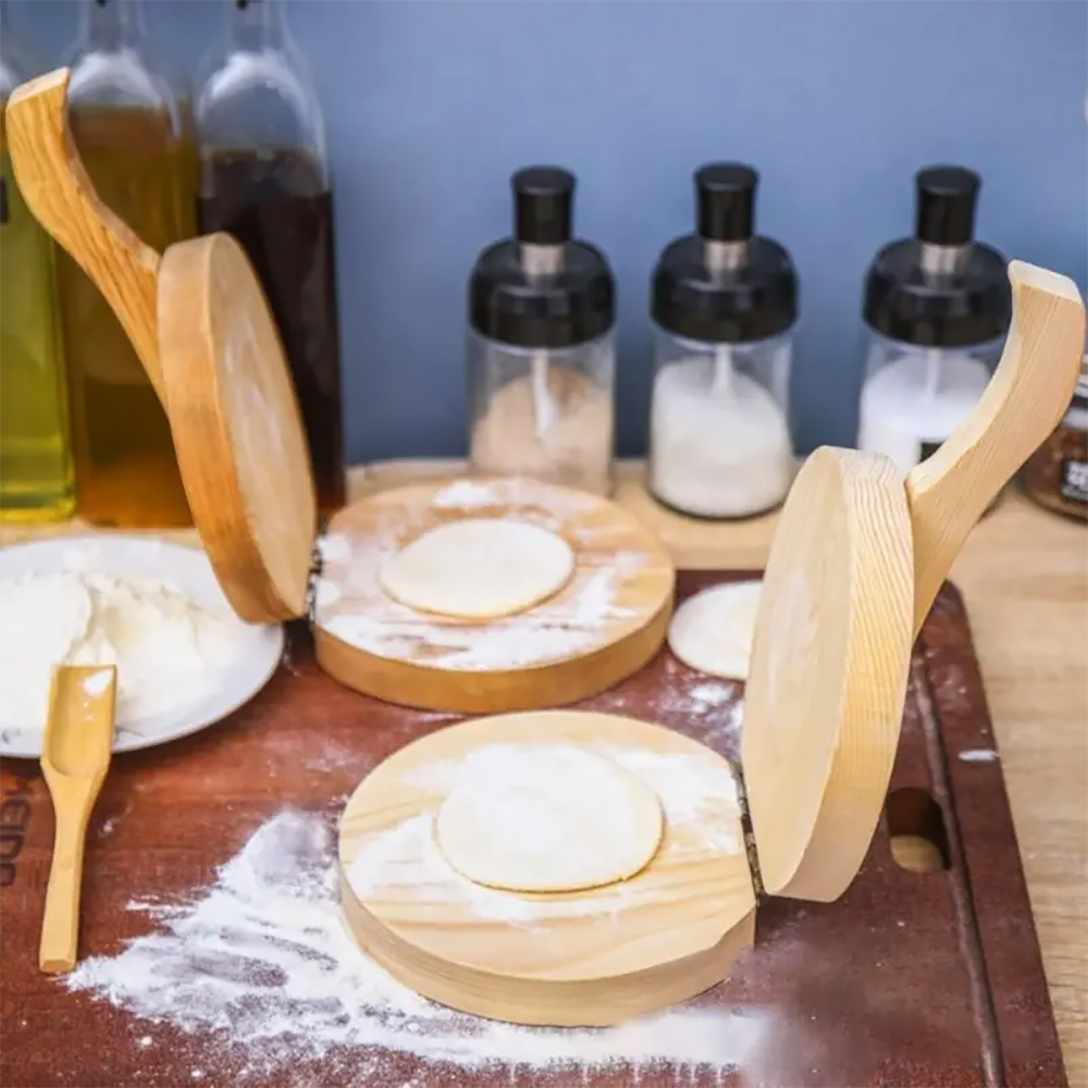 1件裝實木壓面工具快速簡易餃子皮壓皮器家用餃子皮製作模具廚房糕點烘焙工具