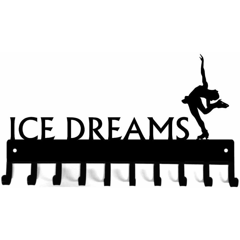 Ice Dreams 花樣滑冰獎牌衣架壁掛式掛鉤牆貼漂亮的藝術品形狀裝飾 - 14.5 英寸帶 10 個掛鉤金屬吊墜牆壁