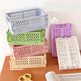 迷你折疊塑料收納盒學生桌面分類手網膠帶文具折疊籃收納籃