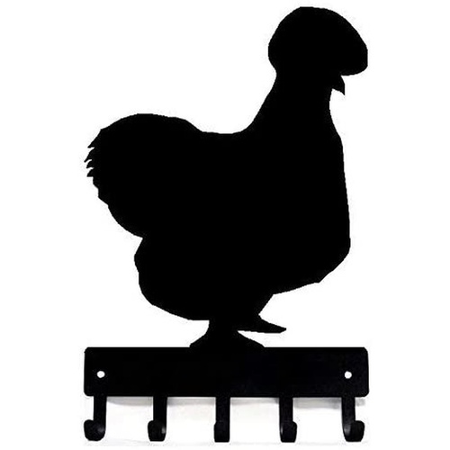 Silkie Chicken Farm Key Rack 壁掛式掛鉤獎牌和獎品衣架漂亮藝術品形狀裝飾 - 6 英寸寬金屬