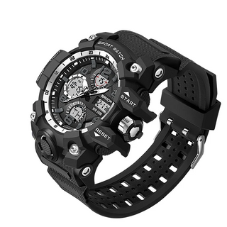 Sanda Sports 軍用男士手錶防水雙顯示石英手錶男時鐘秒錶