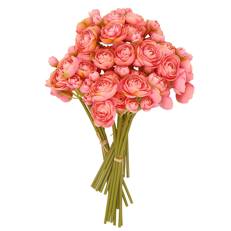 24 支深粉色毛茛花+包裝盒不含花瓶屬仿真花桌面擺件人造花，11.5 英寸高，人造花束，適用於家居擺設和婚禮核心裝飾