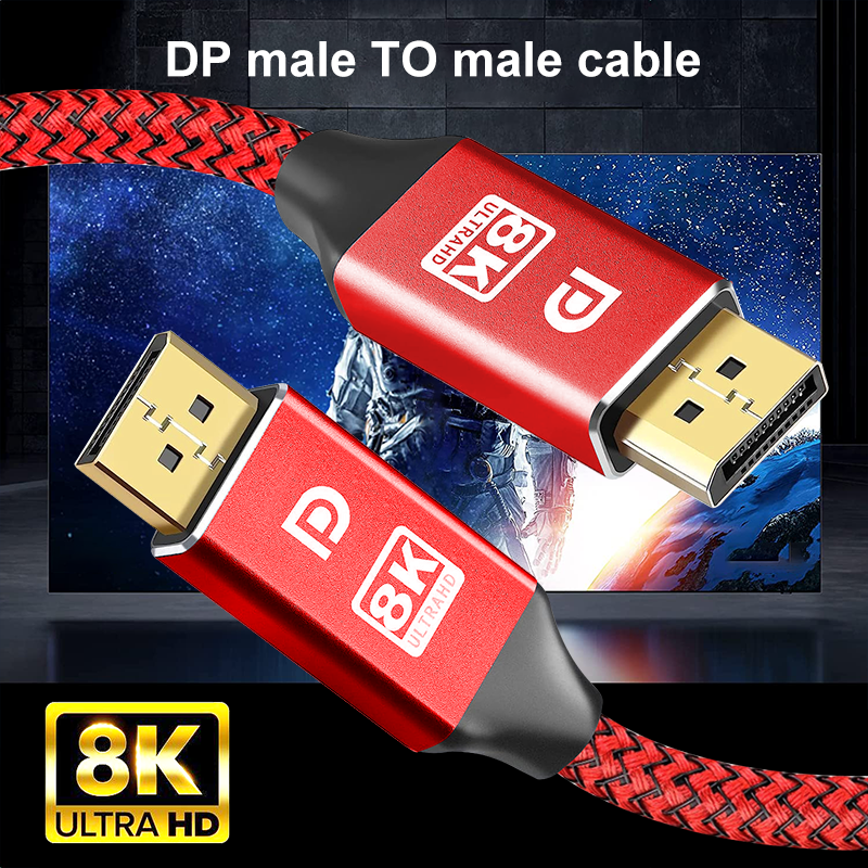 Displayport 到 DisplayPort 電纜,DP 到 DP 公對公電纜鍍金線,DP 版本 1.4 鋁合金。
