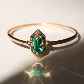 復古承諾戒指鍍銀鑲嵌矩形氧化鋯綠色或粉紅色使您的電話訂婚/新娘結婚戒指