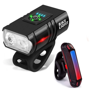 自行車燈前 T6 LED 可充電自行車燈手電筒功率顯示手電筒自行車頭燈尾燈用於騎行安全