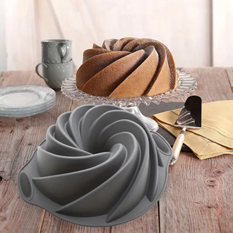 1 件套廚房工具 30 x 8 厘米矽膠烤盤螺旋圖案捆綁 Savarin 麵包蛋糕模具慕斯甜點布朗尼蛋糕裝飾 DIY 烘