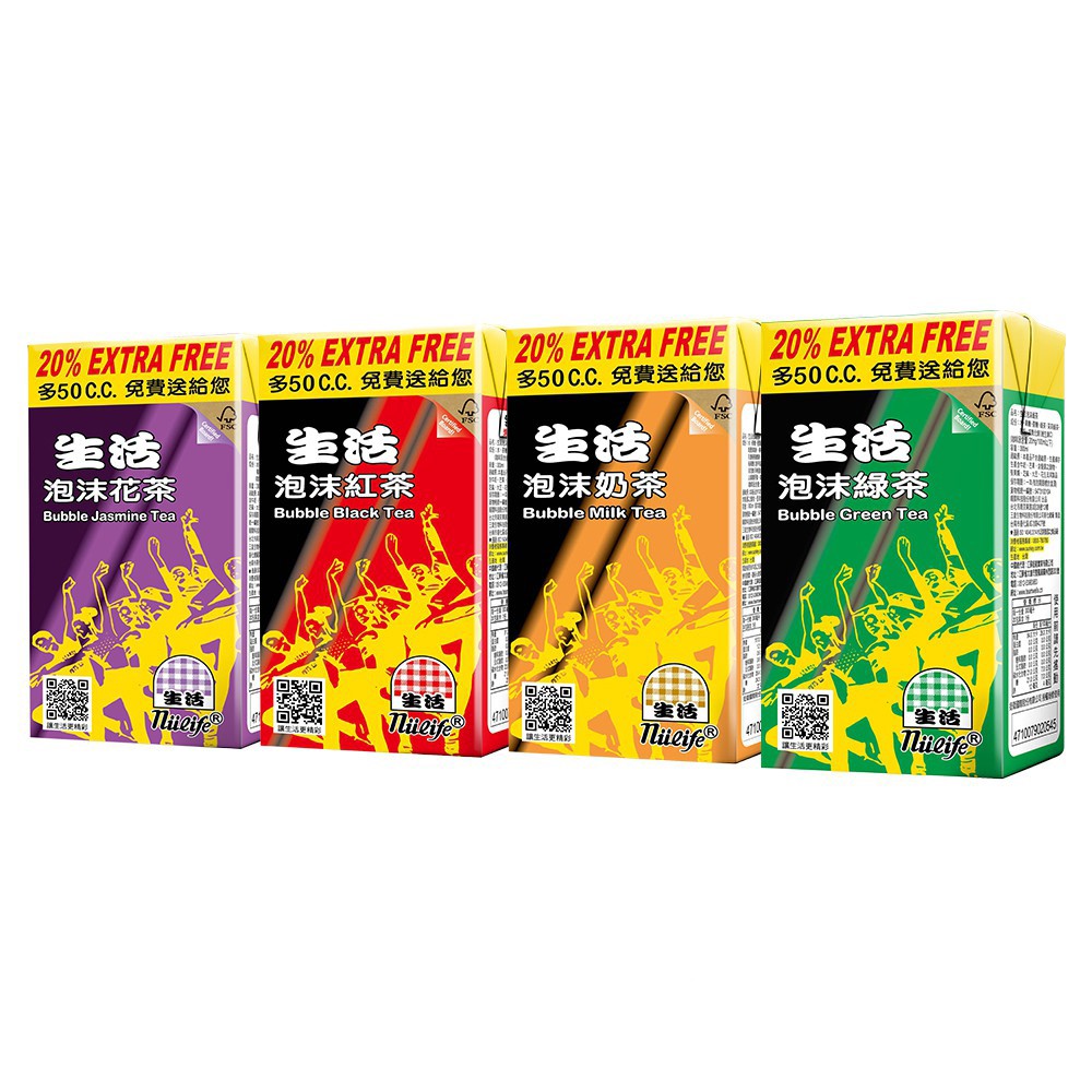 【蝦皮直營】生活泡沫 綠茶/紅茶/奶茶/花茶 (300mlx24入/箱)--TQF微笑標章認證