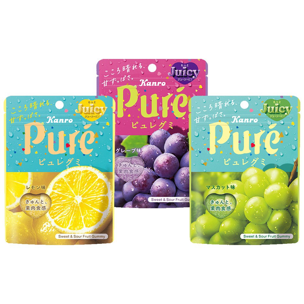 【蝦皮特選】日本甘樂 Kanro Pure鮮果實軟糖 葡萄/白葡萄/檸檬 盒裝6入 多入組 軟糖