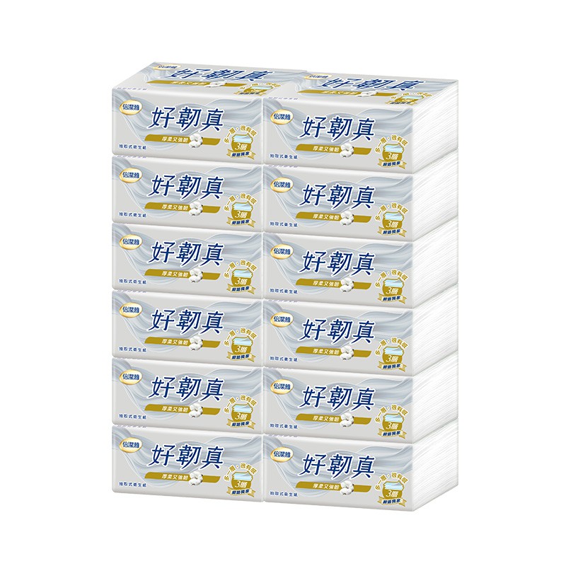 【蝦皮特選】倍潔雅 好韌真3層抽取式衛生紙100抽x12包/串
