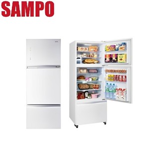 SAMPO 聲寶- 455L三門一級能玻璃變頻冰箱SR-A46GDV 含基本安裝+舊機回收 大型配送