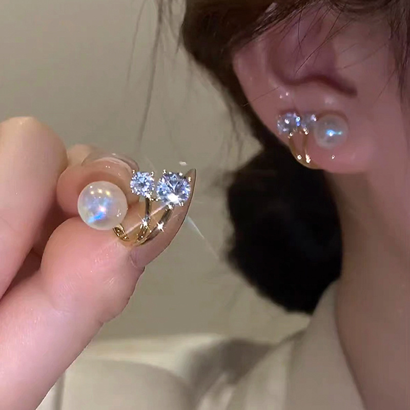 1對仿珍珠女士小眾設計高級感耳環兩戴式耳環