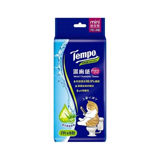 【蝦皮直營特選】Tempo 清爽蘆薈 濕式衛生紙 迷你裝 貓福版 7抽x6入
