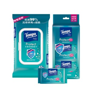【蝦皮直營特選】Tempo 抗菌倍護清爽潔膚濕巾 迷你裝 8抽x6入/家庭號 45抽