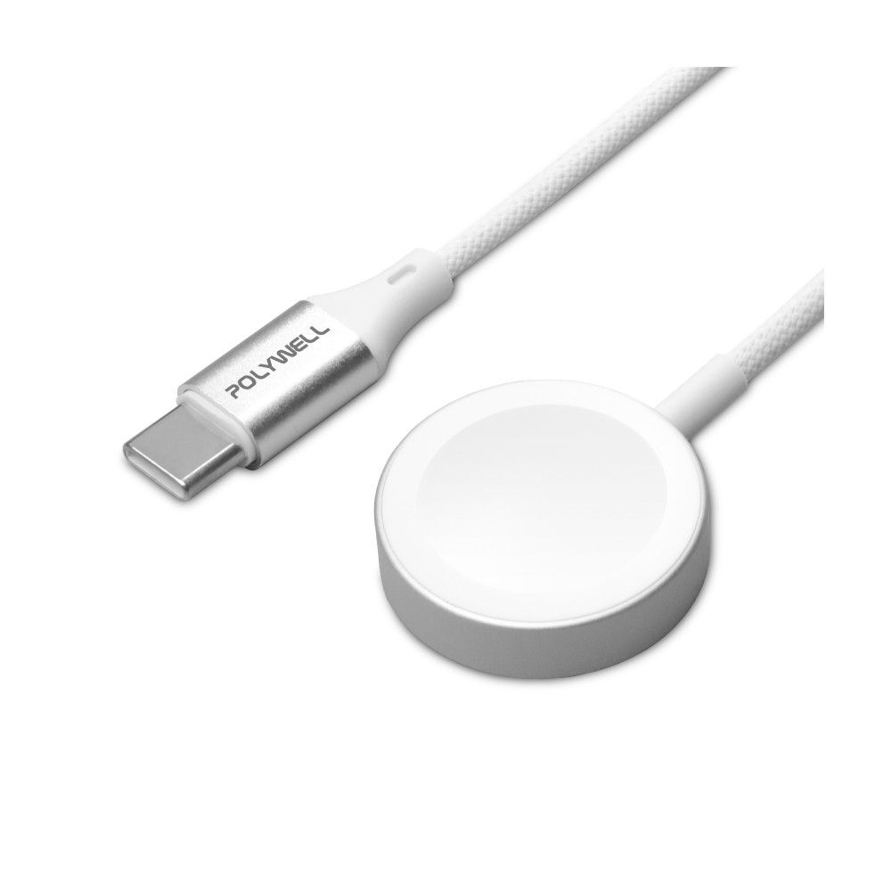 【蝦皮直營】POLYWELL 磁吸無線手錶充電盤 1-2米 編織線 適用 Apple Watch 蘋果 手錶 現貨