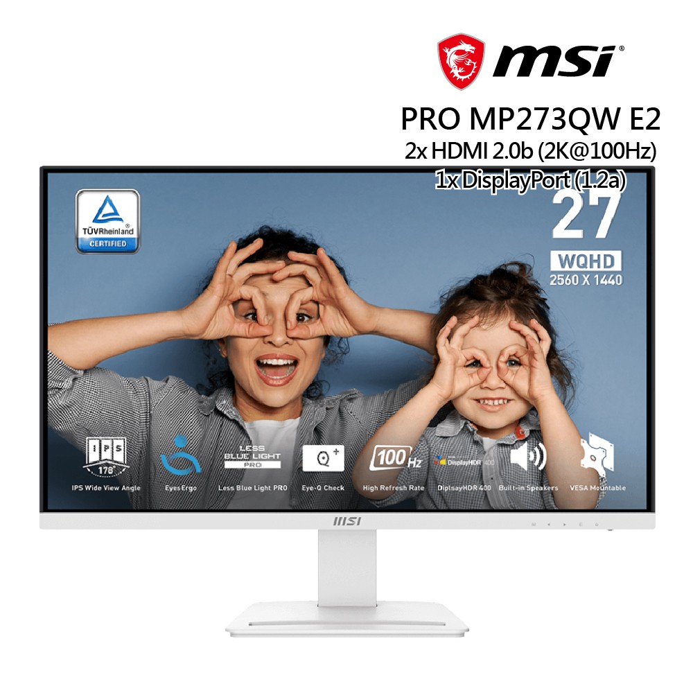 MSI PRO MP273QW E2 27型 IPS 2K護眼螢幕(100Hz/HDMI+DP/喇叭) 現貨 廠商直送