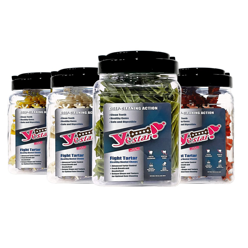 【蝦皮直營】Yestar 星型桶裝潔牙骨 550g/桶 口味任選 牛奶/花生/鮭魚/起司 潔牙棒 潔牙骨 狗 現貨