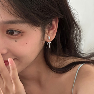 韓國蝴蝶結耳釘女士簡約十字架銀耳環時尚配飾珠寶禮品