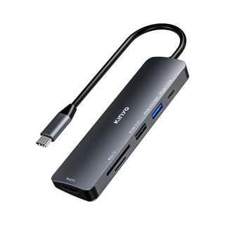 【蝦皮直營】KINYO 六合一多功能擴充座 Type-C接孔 支援PD 100W 快充輸入 原廠供貨 讀卡機