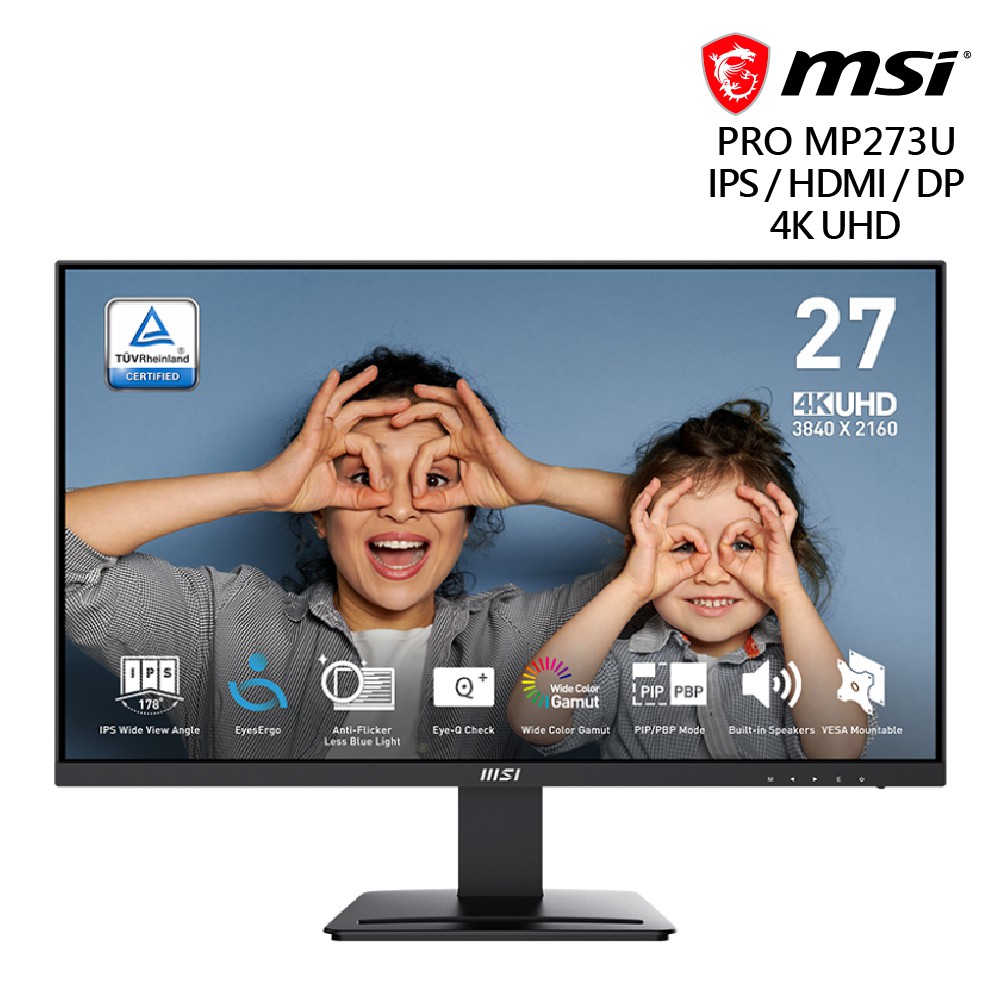 微星 PRO MP273U (IPS/60Hz/4ms/UHD) 27吋 電腦螢幕 廠商直送