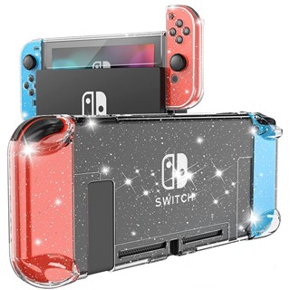 任天堂 適用於 Nintendo Switch Oled 的可停靠透明外殼保護套閃光硬殼