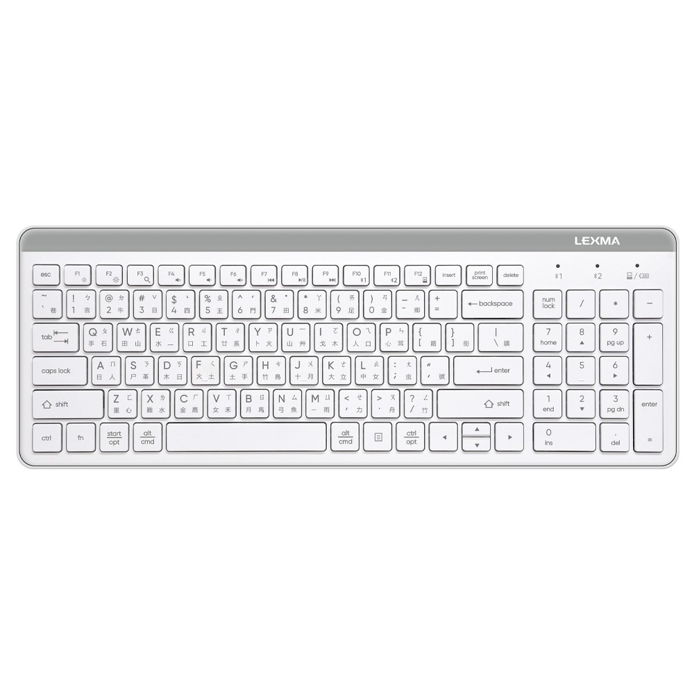 LEXMA LK7100B無線跨平台藍牙靜音鍵盤-白 廠商直送
