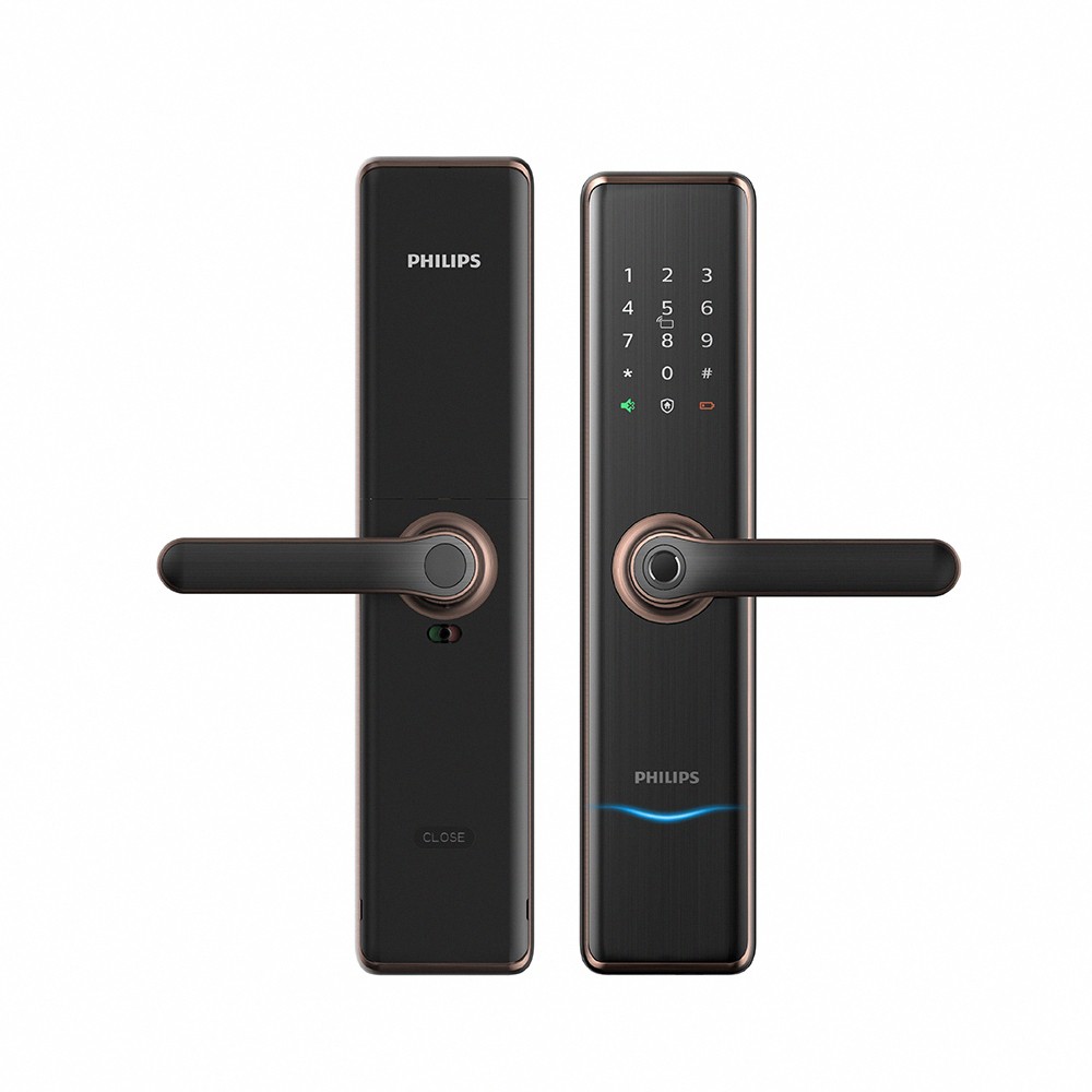 PHILIPS 飛利浦 EasyKey7300水平式把手智能門鎖-紅古銅(含基本安裝/原廠公司貨) 廠商直送
