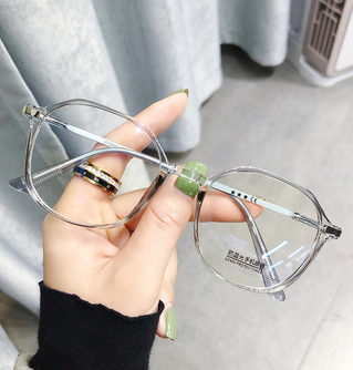2025 新款多邊形眼鏡 - 防藍光和紫外線,(7 種顏色,灰色邊框)