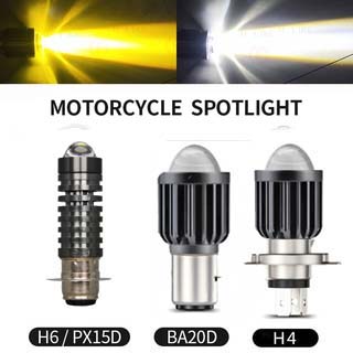摩托車大燈 LED 燈泡帶透鏡雙色 Hi Lo 光束大燈踏板車配件霧燈 H6/BA20D/H4/PX15D