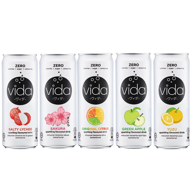 【蝦皮直營特選】馬來西亞 VIDA風味氣泡飲 鹹荔枝/櫻花/柑橘/青蘋果/柚子 325ml