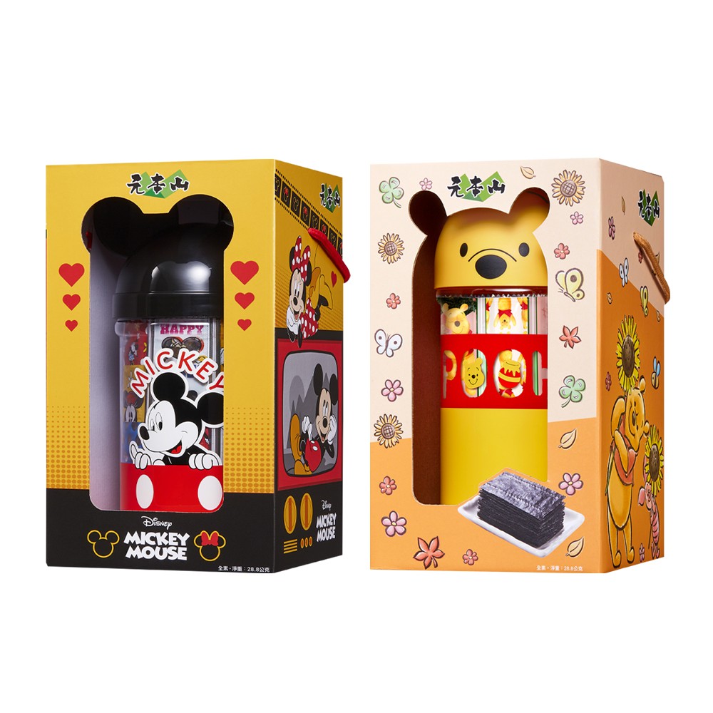 【蝦皮直營特選】元本山 米奇/維尼造型味付海苔罐(36束) 聯華食品 送禮 過年 年節禮盒