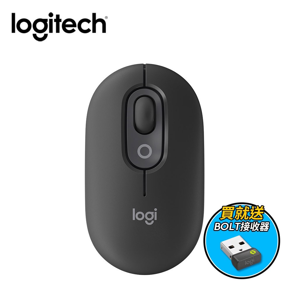 Logitech 羅技 POP MOUSE 無線藍牙滑鼠+接收器｜石墨黑 廠商直送