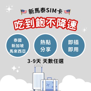 【蝦皮直營特選】CWANT 新馬泰 上網SIM卡 吃到飽/1G/2G/3G 3-6天 網絡卡 新加坡 馬來西亞 泰國