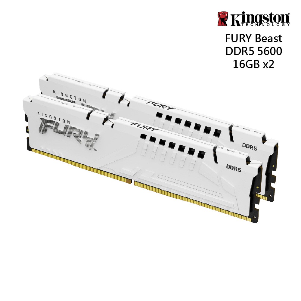 金士頓 FURY Beast DDR5 5600 32GB(16GBx2) 桌上型超頻記憶體 白色 廠商直送
