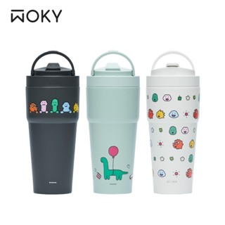 【蝦皮直營特選】WOKY 沃廚 JOGUMAN聯名-渾圓杯 雙層陶瓷750ml(附矽膠粗吸管)