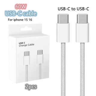 SAMSUNG 2 件 Usb C 轉 C 型快速充電 PD 60W 手機數據線適用於 Iphone15 三星充電器資料