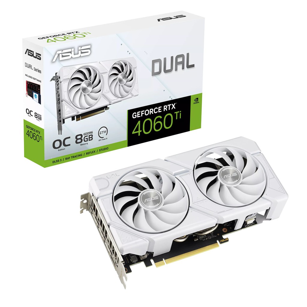 ASUS華碩 DUAL-RTX4060Ti-O8G-EVO-WHITE 顯示卡長22.72cm 廠商直送