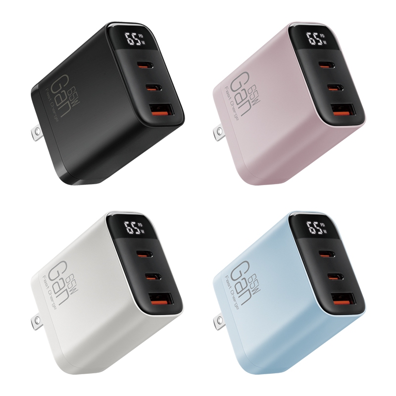 【蝦皮直營】宏晉 65W數顯氮化鎵快充頭 USB A+Type C 數字顯示 GaN 充電器 快充 充電頭 蘋果 安卓