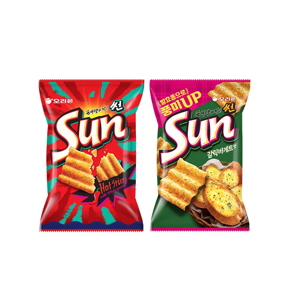 【蝦皮直營】韓國orion好麗友 Sun陽光波浪玉米脆片-香辣口味 香蒜奶油口味