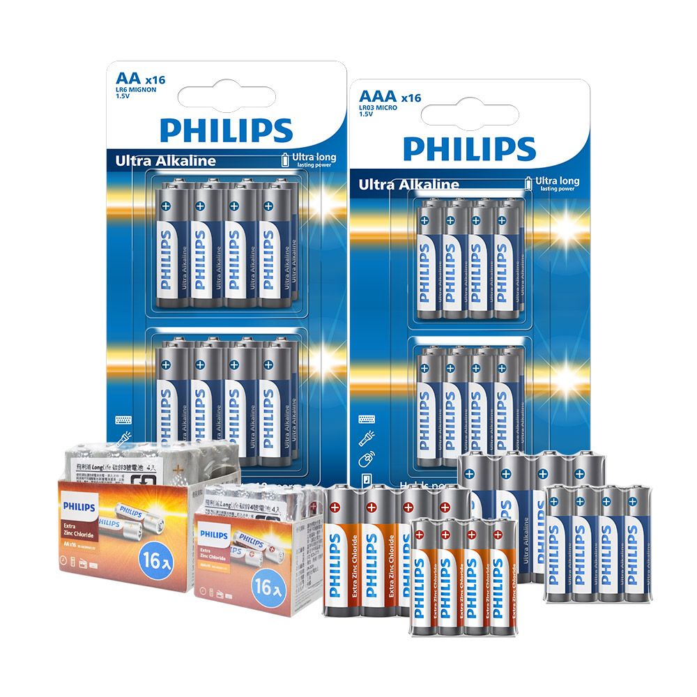 【蝦皮直營】PHILIPS 飛利浦 碳鋅/鹼性電池 3號/4號 4入組/16入組 台灣公司貨 超鹼電池乾電池 現貨
