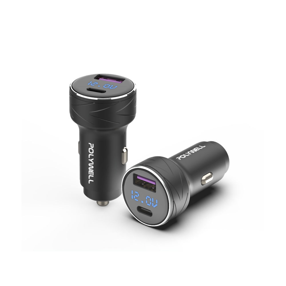 【蝦皮直營】POLYWELL 雙孔27W車用充電器 USB A+Type C 快充 車充 車載 車用 充電器 充電頭