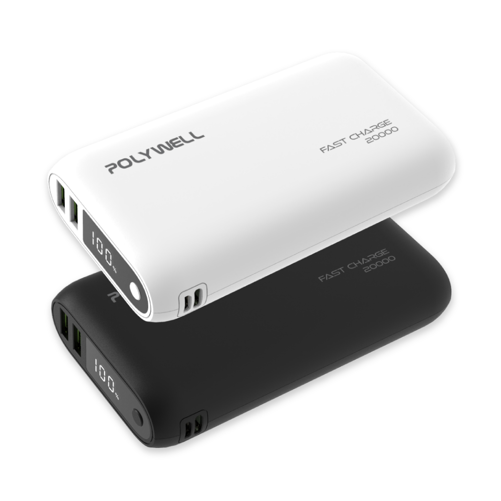 【蝦皮直營】POLYWELL 雙向快充行動電源 1萬/2萬mAh Wh 可上飛機 18W 快充 行充 Type C