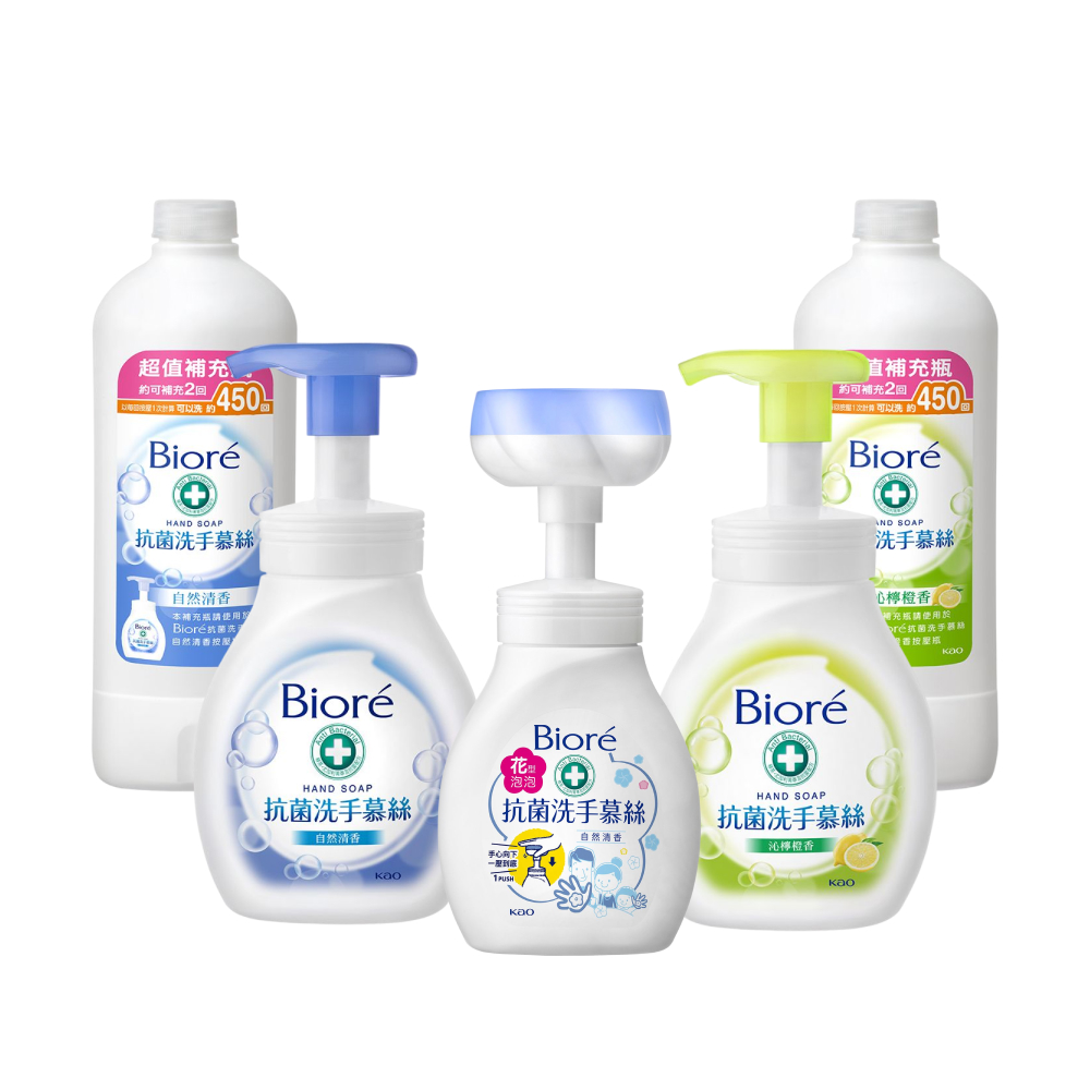 【蝦皮直營】Biore 抗菌洗手慕絲 自然清香/沁檸橙香/花型泡泡 瓶裝280ml/補充瓶450ml
