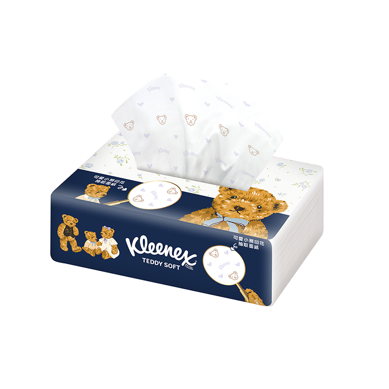 【蝦皮直營】Kleenex 舒潔 Teddy Soft小熊印花抽取面紙 100抽/包