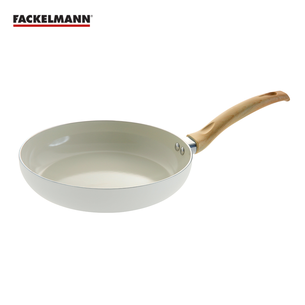 【蝦皮直營】德國Fackelmann 珍珠奶白陶瓷不沾平底鍋 24cm